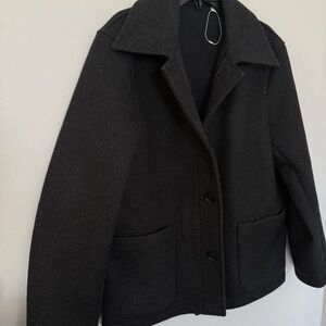 NWOT Uniqlo Modern Structured Boxy Men's Wool Black Blazer Coat size Oversized M